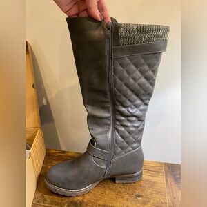 NEW Globalwin quilted knee high riding boots dark gray